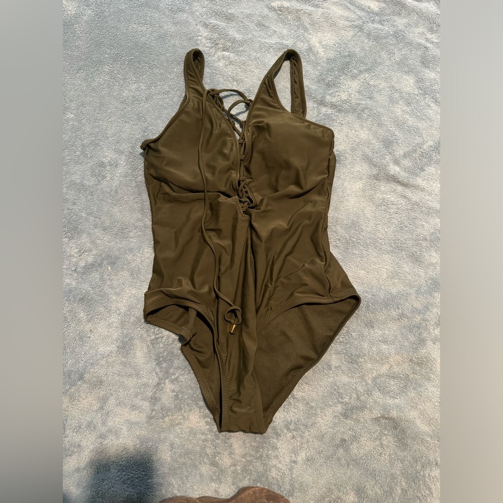 Olive green one piece bathing suit